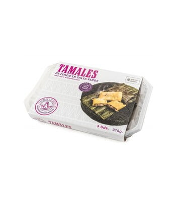 TAMALES MET VARKENSVLEES EN GROENE SAUS (PAK VAN 3)